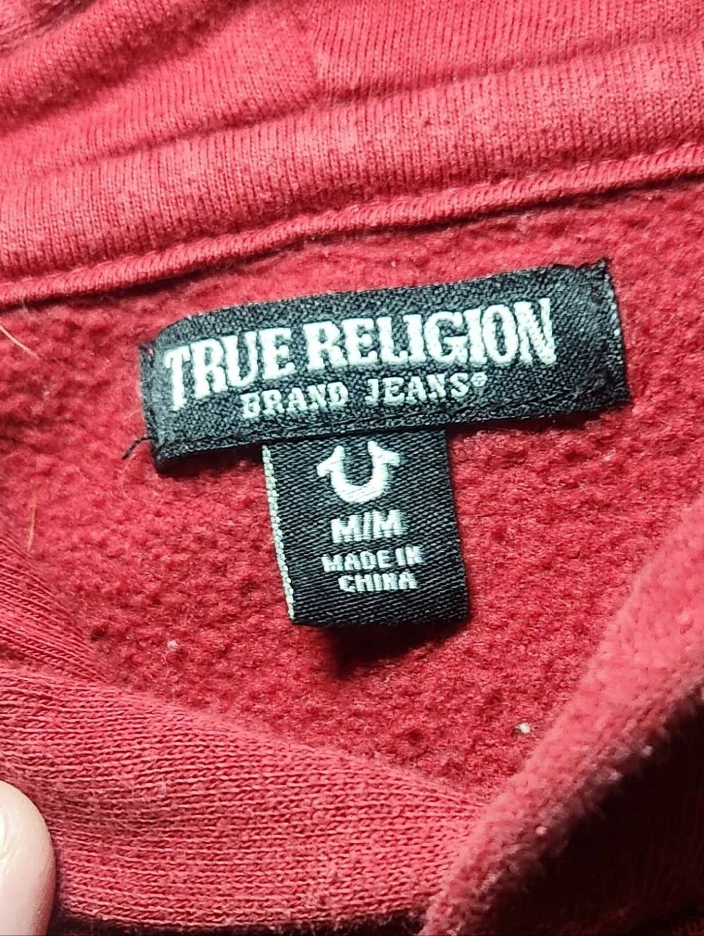 True Religion Red Hoodie with Black Graphic Size M